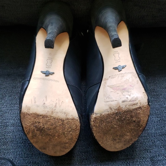 Black Leather creative recreation heel - Picture 3 of 4